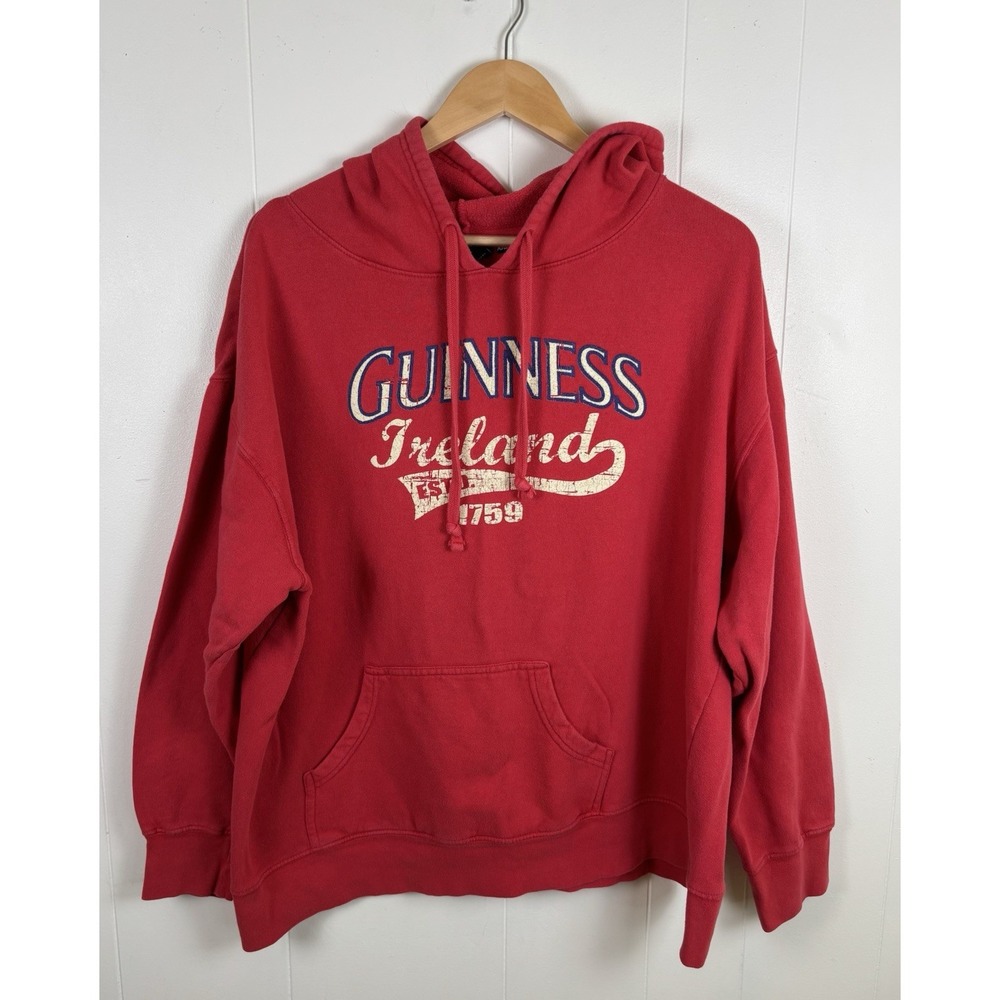 Guinness Ireland Salmon Pink Pullover Hoodie Women's XXL with Kangaroo Pocket